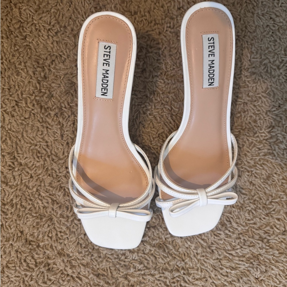 Shellys London White Bow Slip-On Mules